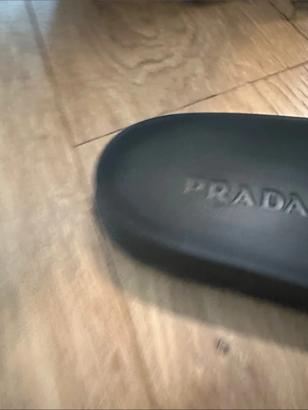 Prada Black Rubber Logo Slide Sandals for women